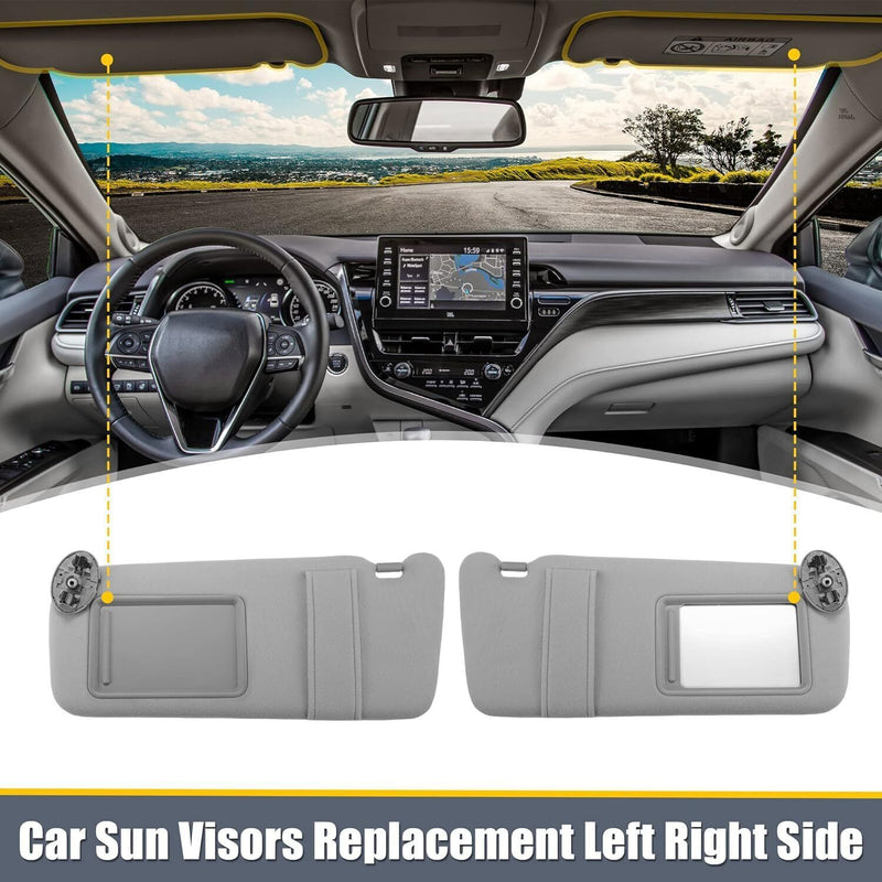 DURAFORCE Pair Sun Visor Left & Right Side Without Sunroof Gray For Toyota Camry 2007-2011