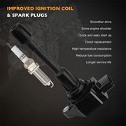 DURAFORCE Ignition Coils & Spark Plugs for 2009 Nissan Sentra L4 2.0L California UF549