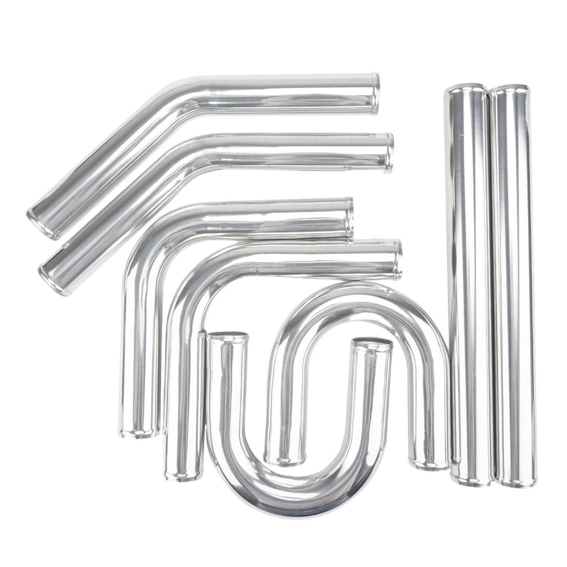 DURAFORCE 2.5" Universal Aluminum Turbo Intercooler Elbow Pipe Kit + Silicone Hose + Clamp