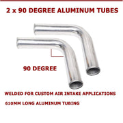 DURAFORCE 2.5" Universal Aluminum Turbo Intercooler Elbow Pipe Kit + Silicone Hose + Clamp