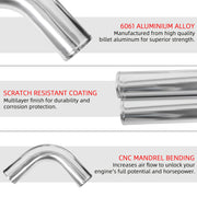 DURAFORCE 2.5" Universal Aluminum Turbo Intercooler Elbow Pipe Kit + Silicone Hose + Clamp