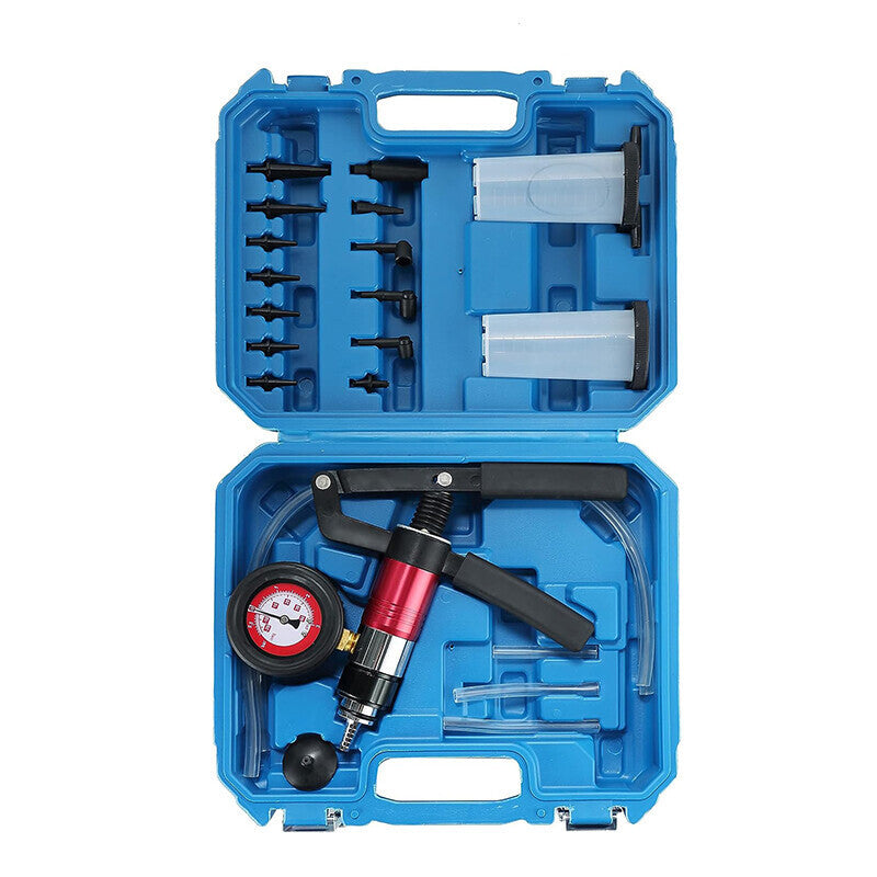 DURAFORCE 21PCS Brake Bleeder Kit Hand Held Vacuum Pressure Pump Tester with Adapters Case