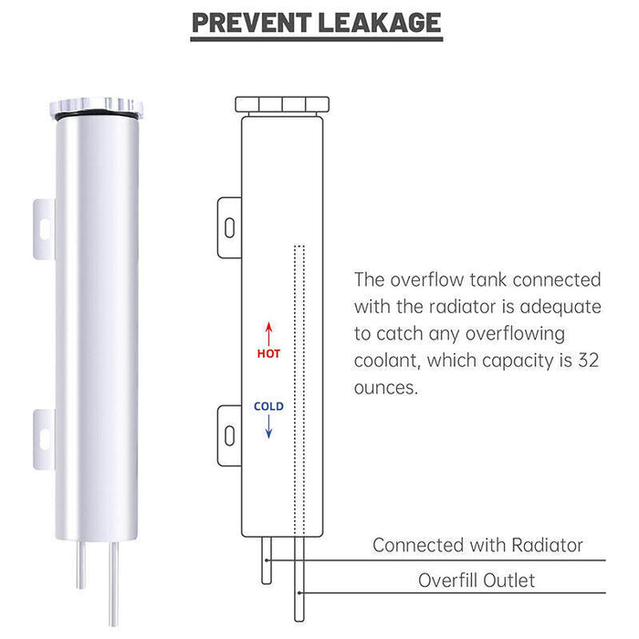 DURAFORCE 3"x10" Universal Radiator Overflow Tank Steel Coolant Overflow Tank 32 OZ