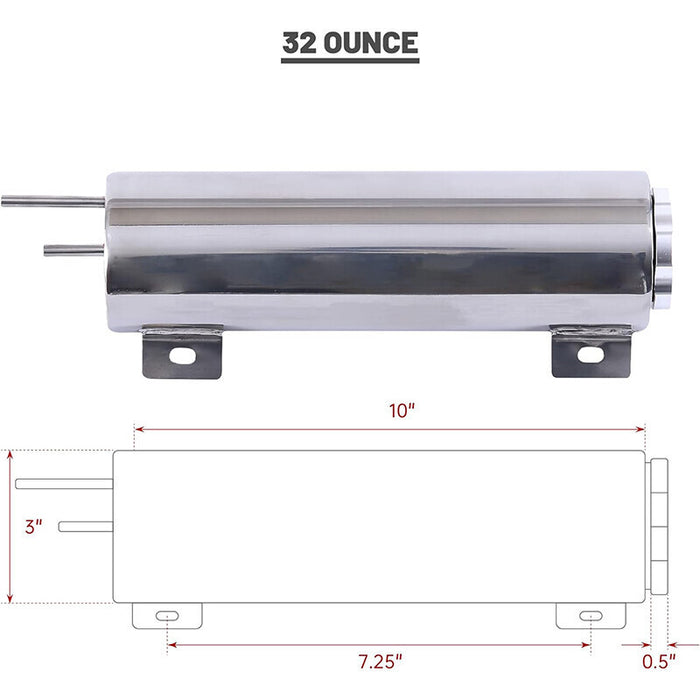DURAFORCE 3"x10" Universal Radiator Overflow Tank Steel Coolant Overflow Tank 32 OZ
