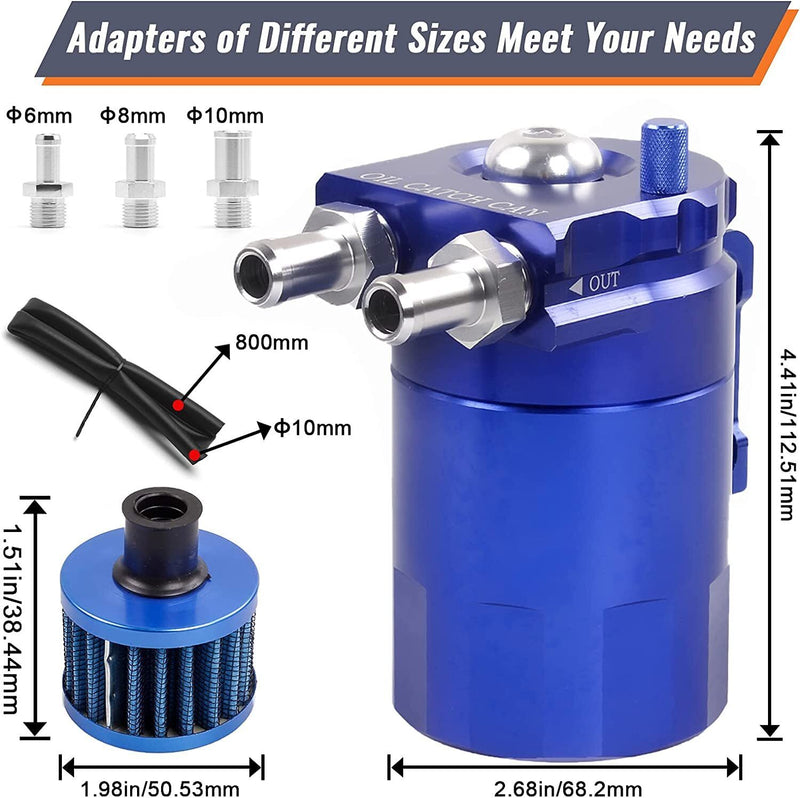 DURAFORCE Oil Catch Can Kit Reservoir Baffled Tank with Breather Filter Universal Engine P