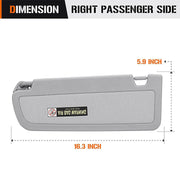 DURAFORCE Passenger Side RH Sun Visor For Honda Civic 2006 2007 2008 2009 2010 2011 Grey