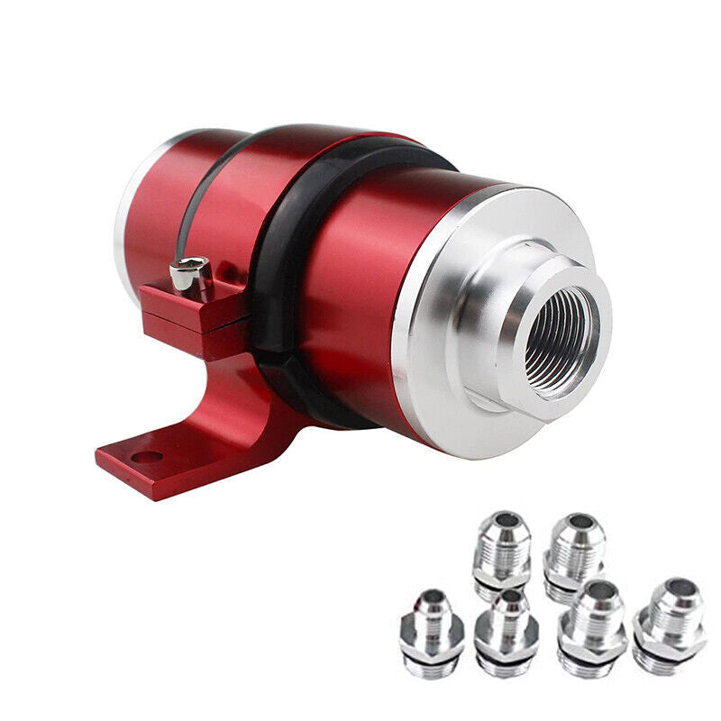DURAFORCE AN6 AN8 AN10 Inline Fuel Filter with Bracket Cleanable 30 Micron Universal Red