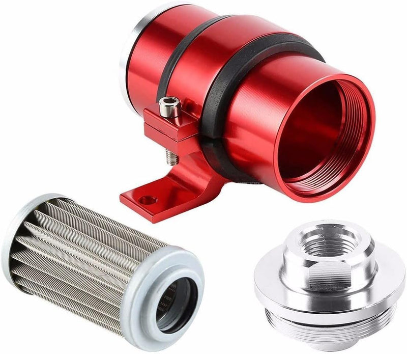 DURAFORCE AN6 AN8 AN10 Inline Fuel Filter with Bracket Cleanable 30 Micron Universal Red