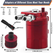 DURAFORCE Universal Oil Catch Can Kit Red Baffled Reservoir with Breather Filter US STOCK