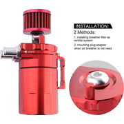 DURAFORCE Universal Oil Catch Can Kit Red Baffled Reservoir with Breather Filter US STOCK