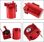DURAFORCE Universal Oil Catch Can Kit Red Baffled Reservoir with Breather Filter US STOCK