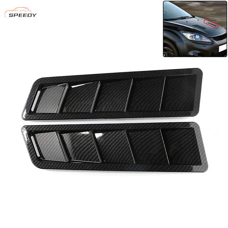 DURAFORCE 1 Pair Car Bonnet Louver Hood Air Vent Grille Panel Scoop Carbon Fiber Universal