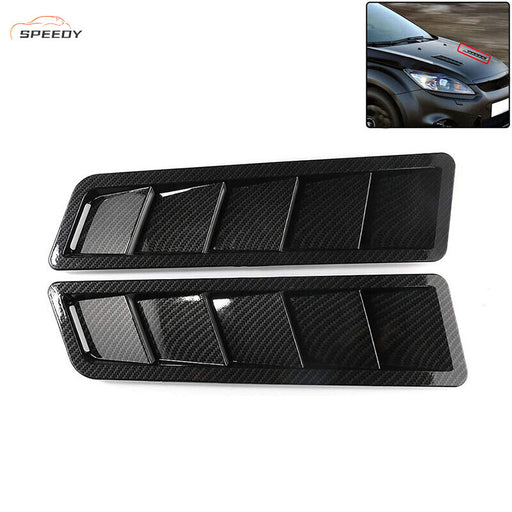DURAFORCE 1 Pair Car Bonnet Louver Hood Air Vent Grille Panel Scoop Carbon Fiber Universal