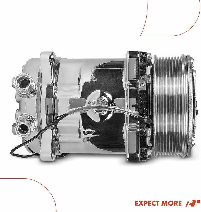 DURAFORCE A/C Compressor Fit for Sanden 508 Style 8-Groove Serpentine Belt HC5004C Sliver