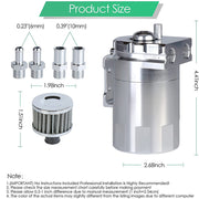 DURAFORCE Oil Catch Can Kit Reservoir Polished Tank + Breather Filter Universal Aluminum S