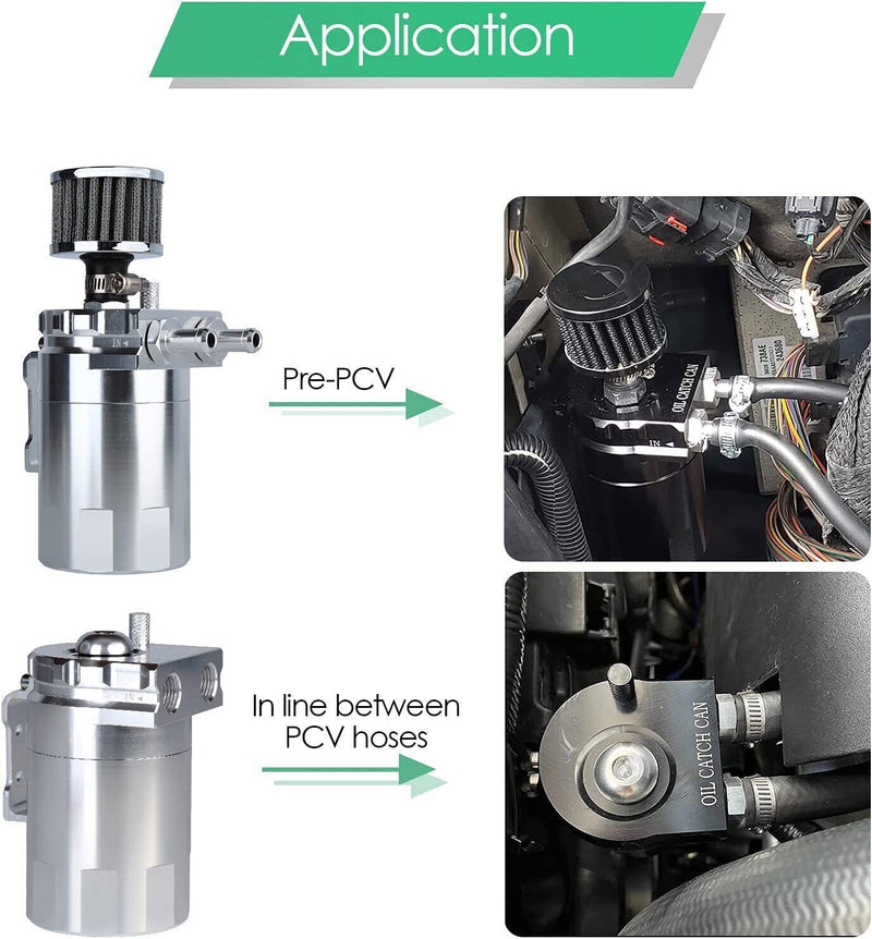 DURAFORCE Oil Catch Can Kit Reservoir Polished Tank + Breather Filter Universal Aluminum S