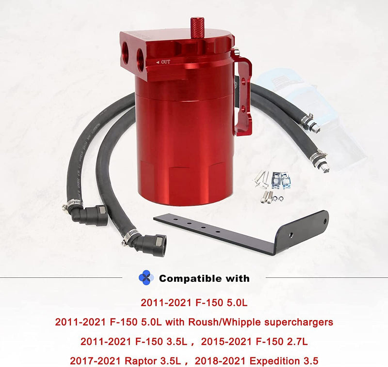 DURAFORCE Oil Catch Can Oil Separator Fit for 11-21 Ford F150 5.0L & Raptor 2.7L 3.5L