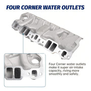 DURAFORCE Aluminum Dual Plane Intake Manifold Fit for Chevy 350 1955-1995 Small Block