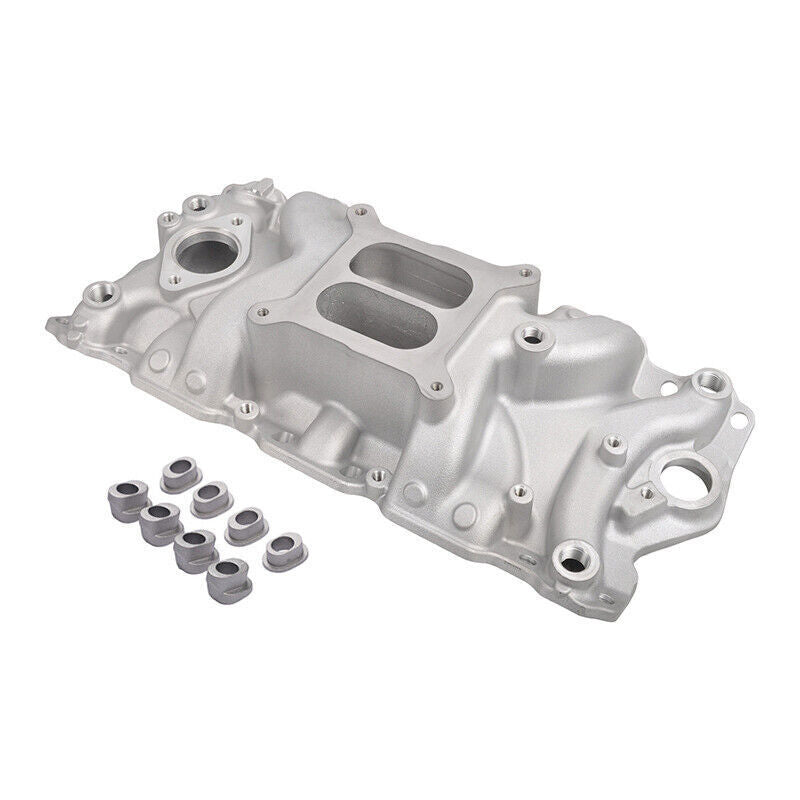 DURAFORCE Aluminum Dual Plane Intake Manifold Fit for Chevy 350 1955-1995 Small Block