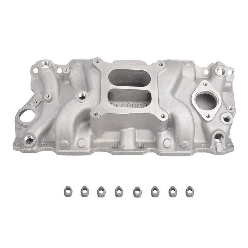 DURAFORCE Aluminum Dual Plane Intake Manifold Fit for Chevy 350 1955-1995 Small Block