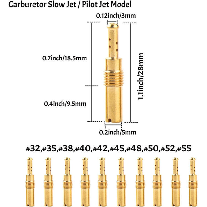 DURAFORCE 40pcs Carburetor Main Jet Slow Pilot Jet Kit for PWK Keihin OKO CVK Carb Gold