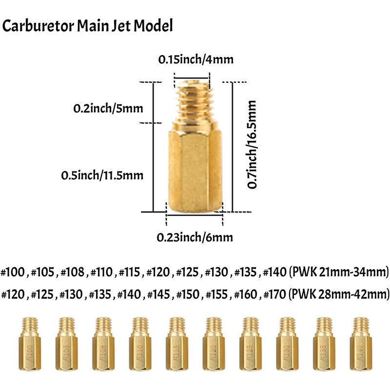 DURAFORCE 40pcs Carburetor Main Jet Slow Pilot Jet Kit for PWK Keihin OKO CVK Carb Gold