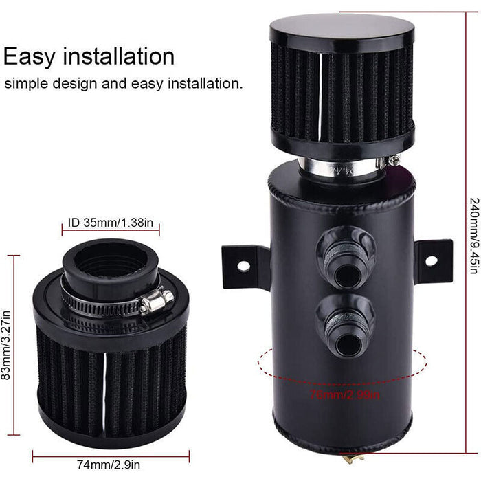 DURAFORCE Universal Oil Catch Can Kit Reservoir Baffled Tank with Breather Filter Aluminum
