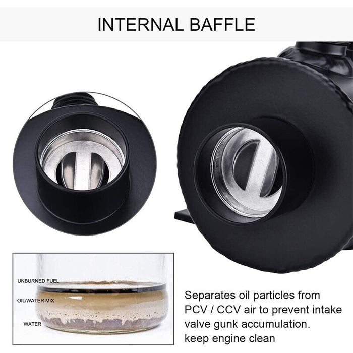 DURAFORCE Universal Oil Catch Can Kit Reservoir Baffled Tank with Breather Filter Aluminum