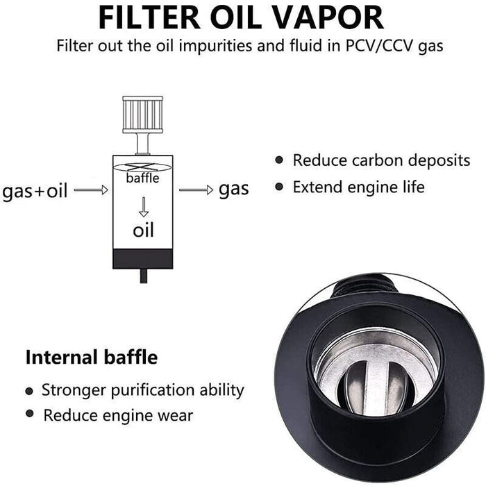 DURAFORCE Universal Oil Catch Can Kit Reservoir Baffled Tank with Breather Filter Aluminum