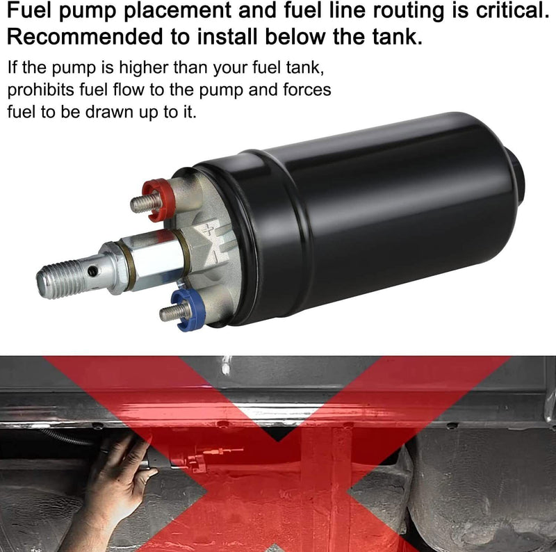 DURAFORCE Universal External Fuel Pump 380LPH High Flow 0580254044 with Mounting Bracket