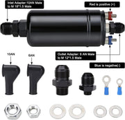 DURAFORCE Universal External Fuel Pump 380LPH High Flow 0580254044 with Mounting Bracket