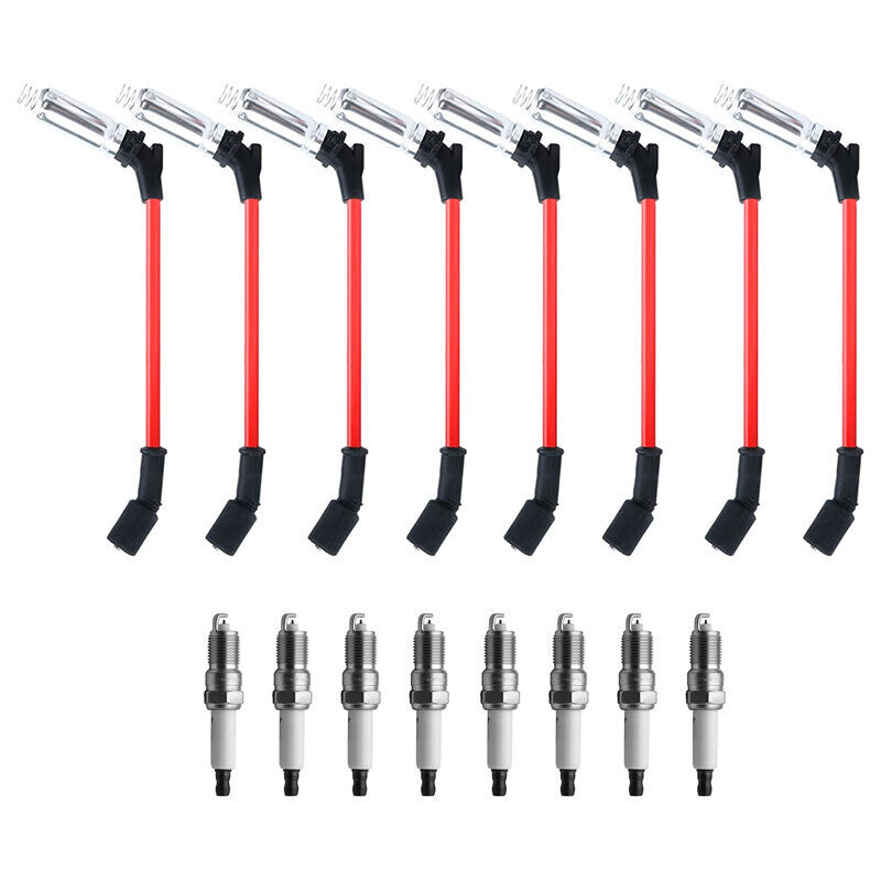 DURAFORCE High Performance 8x Spark Plugs & 8x Wires Set for Chevy GMC 4.8L 5.3L 6.0L V8