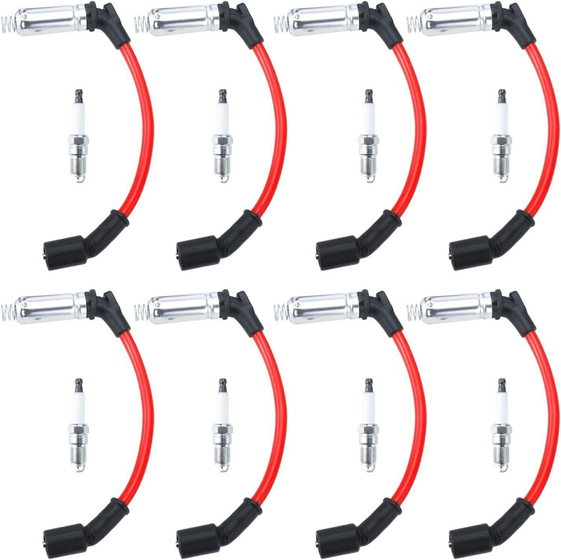 DURAFORCE High Performance 8x Spark Plugs & 8x Wires Set for Chevy GMC 4.8L 5.3L 6.0L V8
