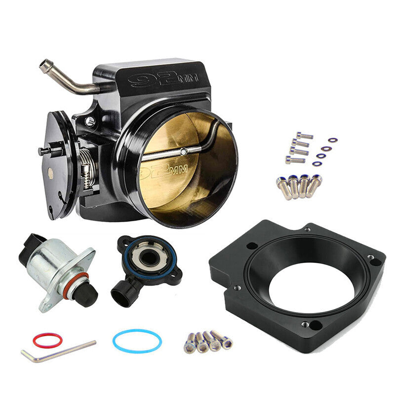 DURAFORCE Black 92mm Throttle Body+TPS IAC Adapter Plate for Chevy GM III LSX LS LS1 LS2