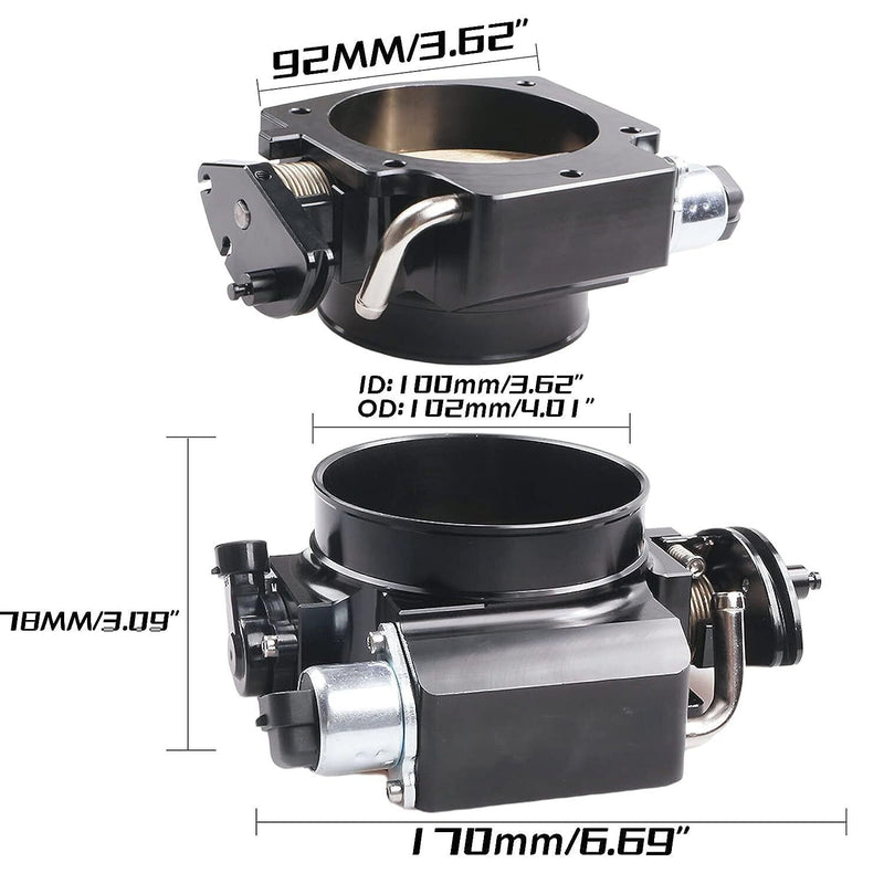 DURAFORCE Black 92mm Throttle Body+TPS IAC Adapter Plate for Chevy GM III LSX LS LS1 LS2