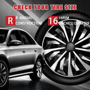 DURAFORCE 4X 16" Inch Wheel Covers Snap On Full Hub Caps Fit for R16 Tire & Steel Rim