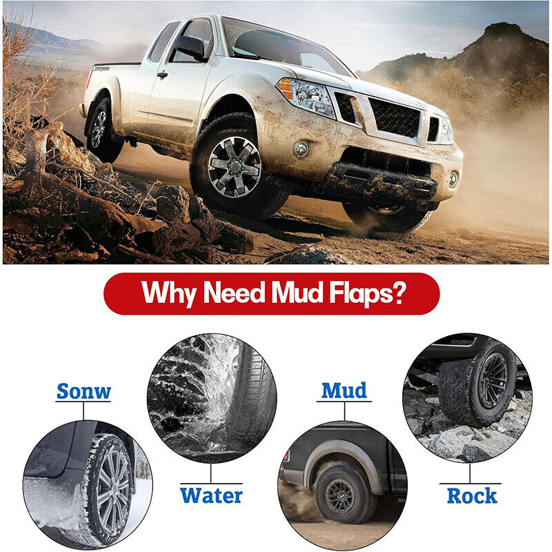 DURAFORCE 4x Front & Rear Splash Guards Mud Flaps For Nissan Frontier 2005-2022 Pickup