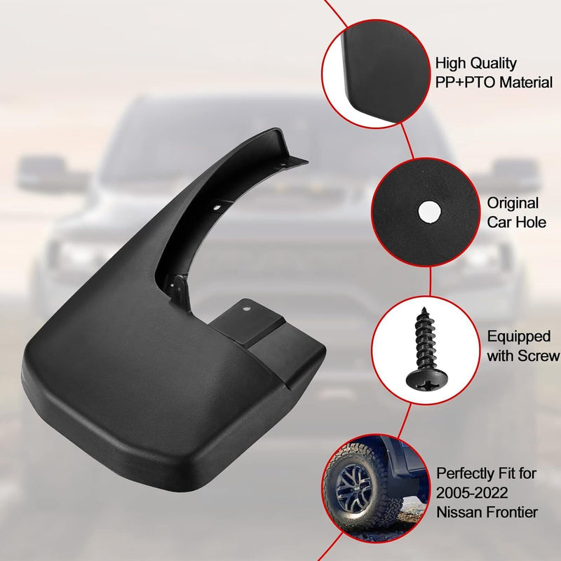 DURAFORCE 4x Front & Rear Splash Guards Mud Flaps For Nissan Frontier 2005-2022 Pickup