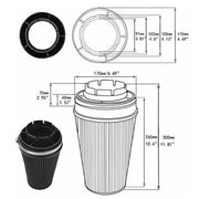 DURAFORCE 4" Inlet Truck Filter Air Dry High Flow Clamp-On Round Cone Air Intake Kit