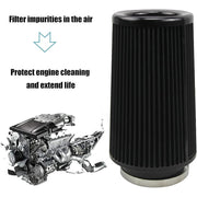 DURAFORCE 4" Inlet Truck Filter Air Dry High Flow Clamp-On Round Cone Air Intake Kit