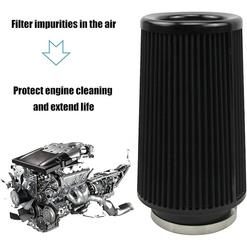 DURAFORCE 4" Inlet Truck Filter Air Dry High Flow Clamp-On Round Cone Air Intake Kit