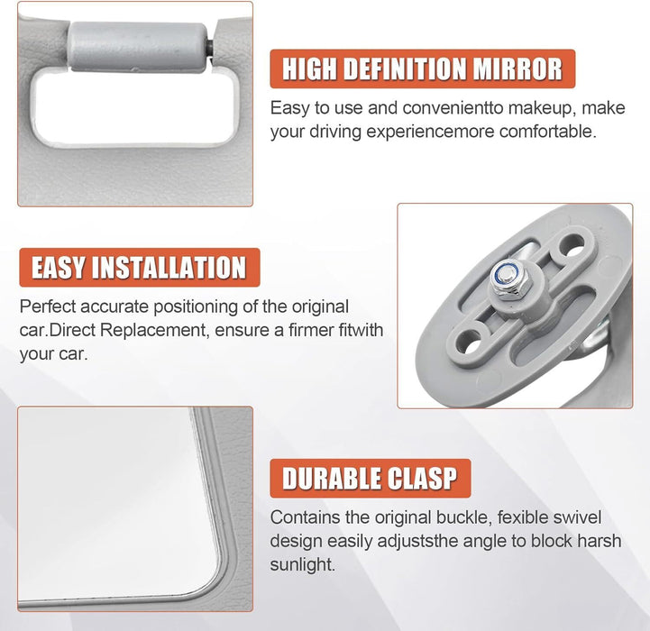 DURAFORCE 2pcs Interior Sun Visor Gray For 1996-2001 Honda Civic LHD CX DX EX EXR Sunvisor