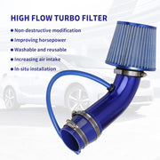 DURAFORCE 3" Cold Air Intake Pipe Universal Induction Kit Aluminum Hose With Filter Blue