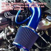 DURAFORCE 3" Cold Air Intake Pipe Universal Induction Kit Aluminum Hose With Filter Blue