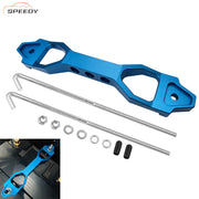 DURAFORCE NEW BILLET ALUMINUM CAR BATTERY TIE DOWN MOUNT BRACKET BRACE BAR & J bolts BLUE