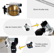 DURAFORCE 92MM Throttle body+TPS IAC+Adapter Plate For Chevy GM Gen III LSX LS LS1 LS2 LS7