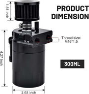 DURAFORCE Black Oil Catch Can Kit Reservoir Baffled Tank & Breather Filter Universal Alum