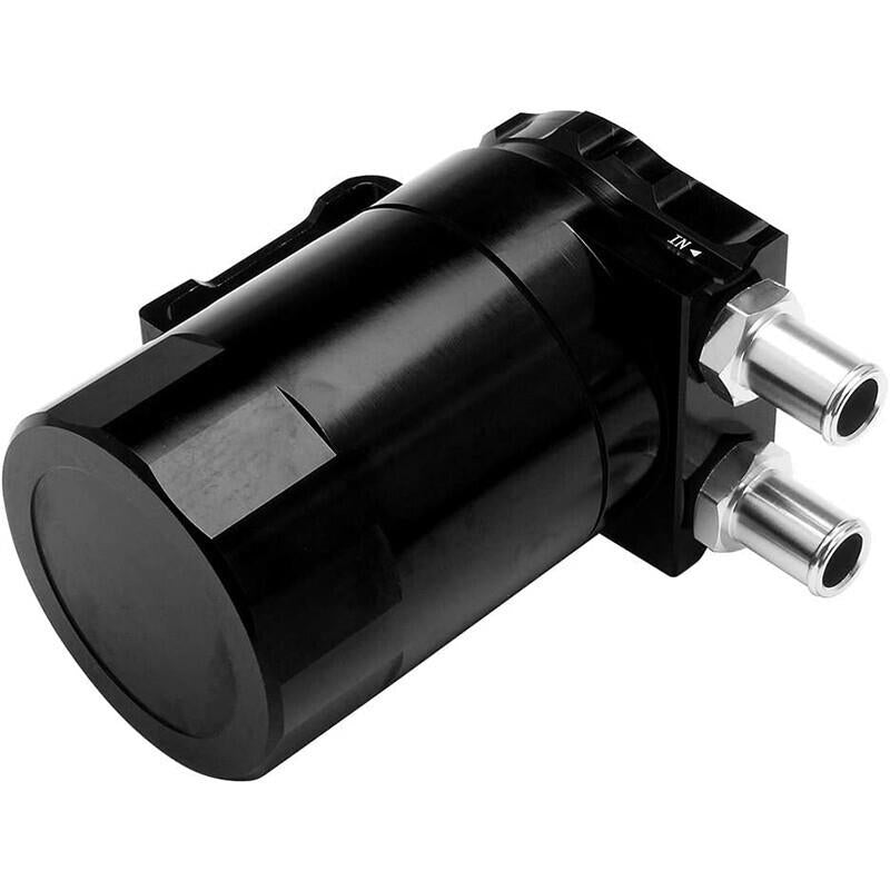 DURAFORCE Black Oil Catch Can Kit Reservoir Baffled Tank & Breather Filter Universal Alum
