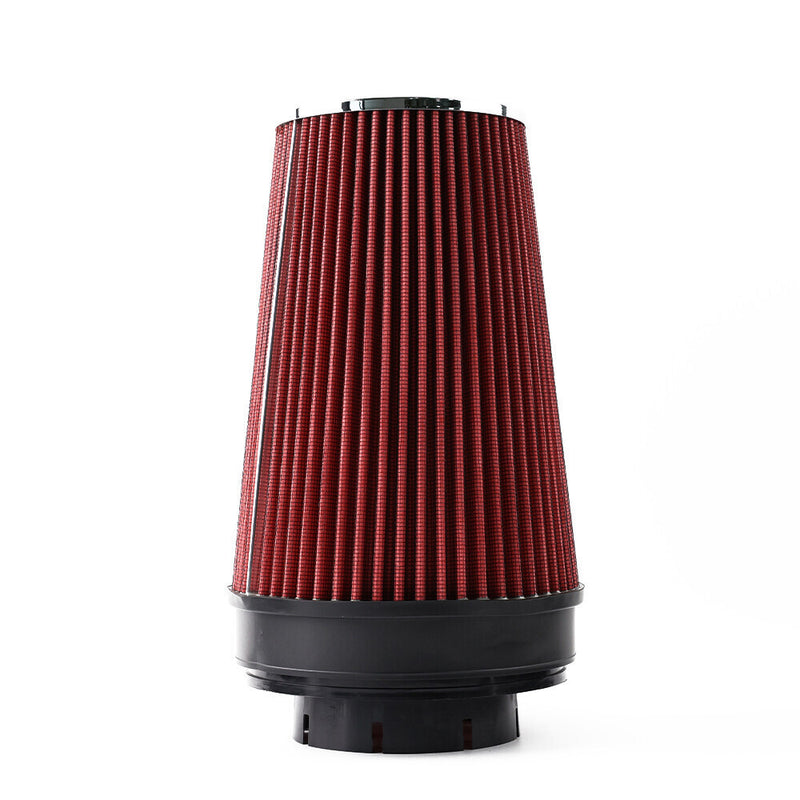 DURAFORCE 4" RED Truck Long Performance High Flow Cold Air Intake Cone Dry Filter