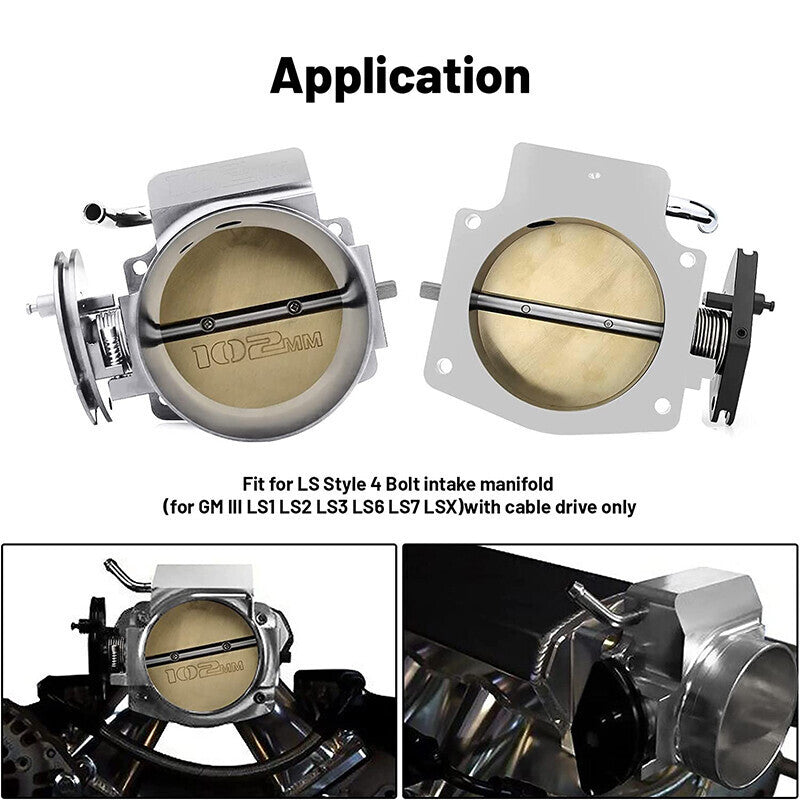 DURAFORCE 102mm Throttle Body +TPS IAC + Throttle Cable Bracket For LS1 LS2 LS3 LS6 Sliver